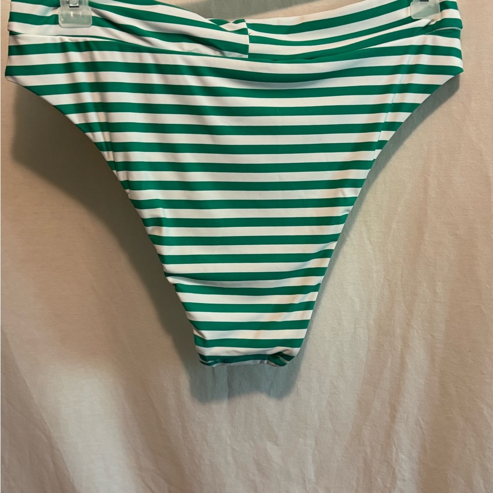 AA-587 Aerie NWT High Cut Cheeky Green & White Stripe Bikini Bottoms Size XL - Picture 6 of 12